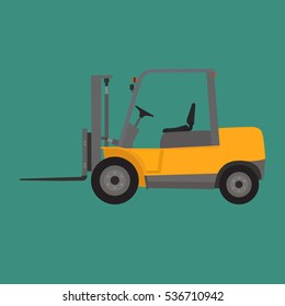 Forklift truck isolated, forklift truck flat vector illustration, forklift loader icon 