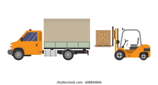 Forklift truck isolated, flat vector illustration