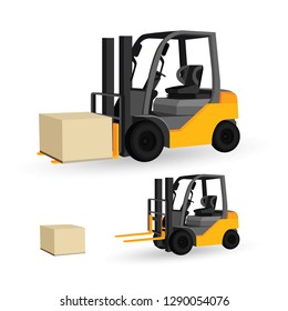 Forklift truck. Isometric vector forklift truck illustration isolated on white.