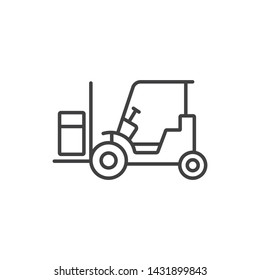 Forklift truck, loader car line icon. 