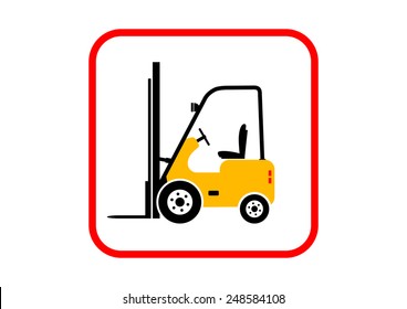 Forklift truck on white background  