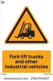 Forklift truck and other industrial vehicles signs symbol standard iso 7010