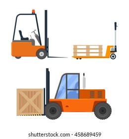 Forklift truck set vector illustration isolated on a white background 