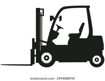 forklift truck silhouette. forklift truck flat icon