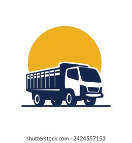 forklift truck transportation logo with a simple style, very suitable for logos, icons, etc