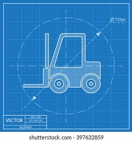 forklift vector blueprint icon 