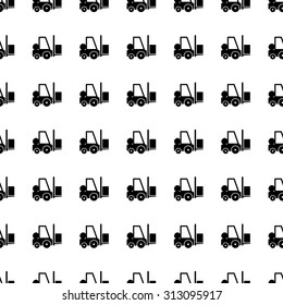 Forklift vector icon seamless pattern, tiling ornament on white.