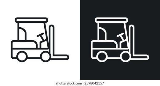 Forklift vector icon set in black and white color.
