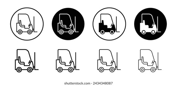 Forklift vector icon set collection. Forklift Outline flat Icon.