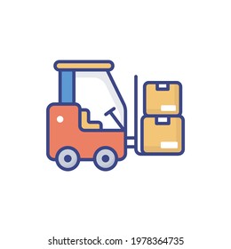 Forklift vector icon style illustration. EPS 10 File