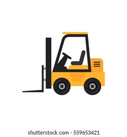 Forklift vector illustration isolated on white background. Modern flat icon.