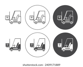 Conjunto de iluminación del vector de elevación de la horquilla. Señal de elevación de carga de almacén adecuado para aplicaciones y estilo de diseño de interfaz de usuario de sitios web.