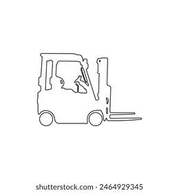 Forklift vector. Loader black logo. Cargo moving icon. Outline loader vector. Loader with and without cargo. Cargo lift vector. Vector illustration.