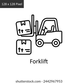 Ilustración de diseño de icono de contorno vectorial de carretilla elevadora. Símbolo de entrega de logística sobre fondo blanco EPS 10 Archivo