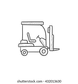 Forklift vector sketch icon isolated on background. Hand drawn Forklift icon. Forklift sketch icon for infographic, website or app.