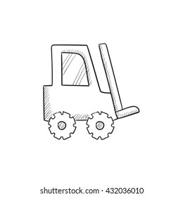 Forklift vector sketch icon isolated on background. Hand drawn Forklift icon. Forklift sketch icon for infographic, website or app.