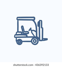 Forklift vector sketch icon isolated on background. Hand drawn Forklift icon. Forklift sketch icon for infographic, website or app.