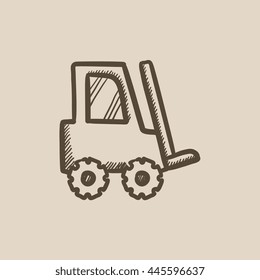 Forklift vector sketch icon isolated on background. Hand drawn Forklift icon. Forklift sketch icon for infographic, website or app.