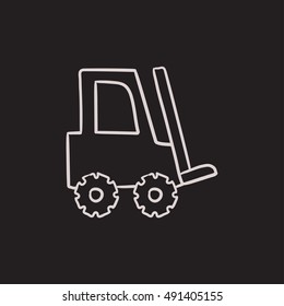 Forklift vector sketch icon isolated on background. Hand drawn Forklift icon. Forklift sketch icon for infographic, website or app.