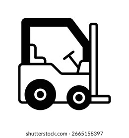 Vetor de empilhadeira para Manuseio de Material de Depósito, Ilustração de veículo industrial, carregamento e movimento de palete