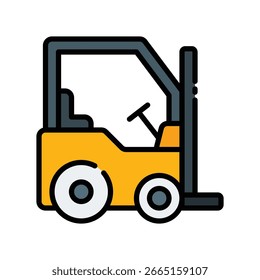 Gabelstapler-Vektor für Lagermaterialhandhabung, Industrielle Fahrzeugdarstellung, Beladung und Palettenbewegung