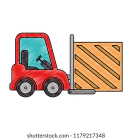 forklift vehicle with box