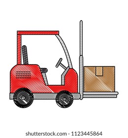 forklift vehicle with boxes