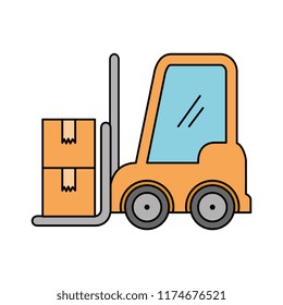 forklift vehicle with boxes
