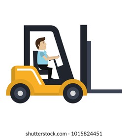 forklift vehicle with driver