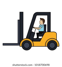 forklift vehicle with driver