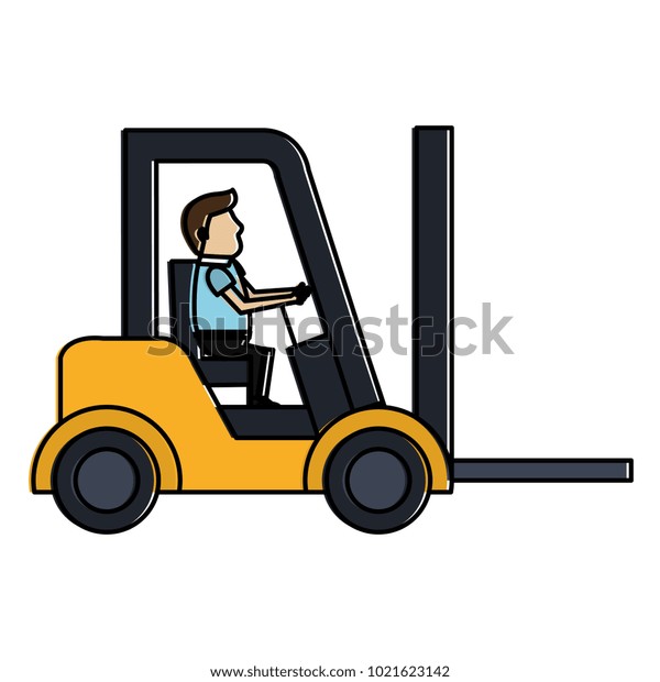 forklift vehicle with\
driver