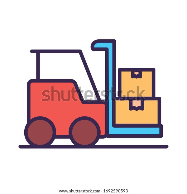 forklift vehicle service line and fill style\
vector illustration\
design