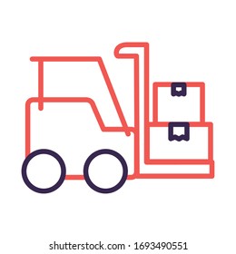 forklift vehicle service line style vector illustration design