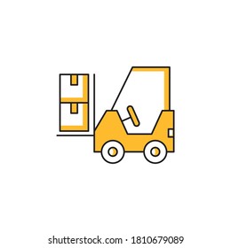 forklift yellow theme icon vector illustration