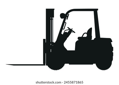 Carretillas elevadoras silueta para uso industrial, almacenes, complejos de fabricación, centros logísticos y tiendas de autoservicio para el transporte de palets con mercancías, carga y descarga de contenedores