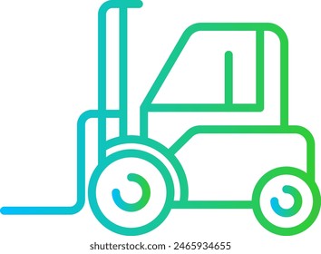 Maquinaria de construcción con gradiente azul y verde estilo de contorno. industrial, carretilla elevadora, industria, máquina, camión, envío, logística. Ilustración vectorial