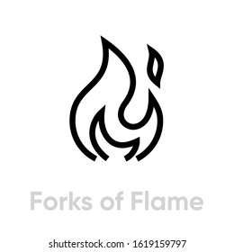 Forks of Flame silhouette vector icon. Editable line illustration