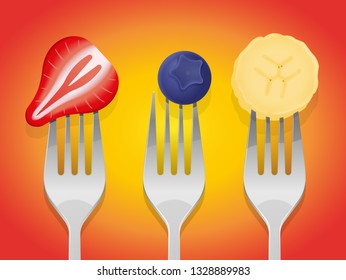 Forks with fresh fruit 