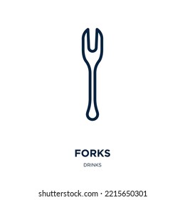 forks icon from drinks collection. Thin linear forks, knife, cooking outline icon isolated on white background. Line vector forks sign, symbol for web and mobile