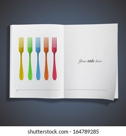 Forks printed on book. Vector design 