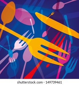 Forks and Spoons, restaurant artwork, menu (Vector)