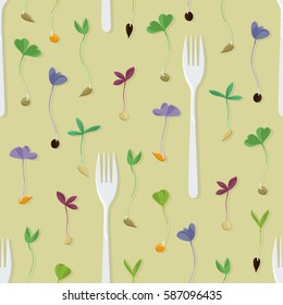 Forks and sprouts - vector background