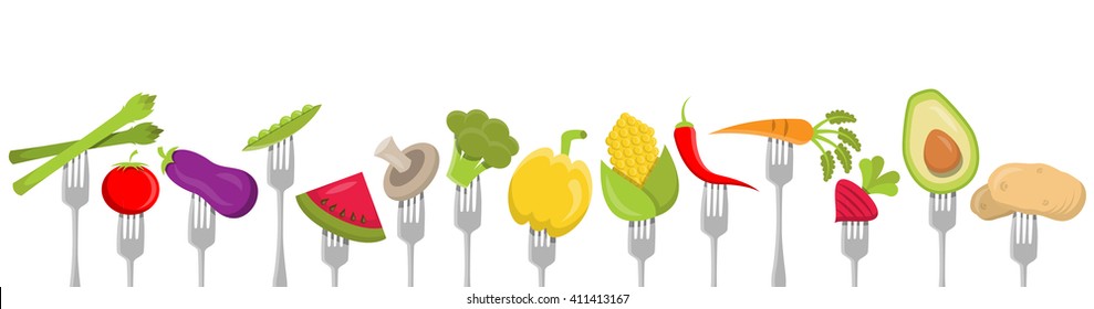 forks with vegetables vector