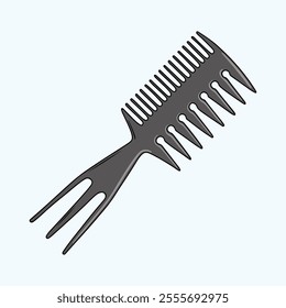 Fork-shaped black barber hair comb