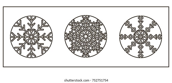 Form for applying snow patterns on Windows and walls. Laser cutting. Festive decoration. Vector illustration.