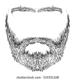 form of beard, mustache, eyebrows, freehand drawing