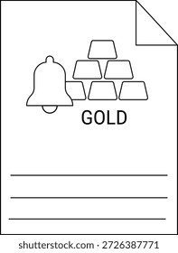 Ein Formular mit einer goldenen Glocke Balken GOLD Text und leere Linien für die Eingabe Die Ecke ist nach unten gefaltet