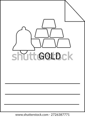 A form with a bell gold bars GOLD text and blank lines for input The corner is folded down