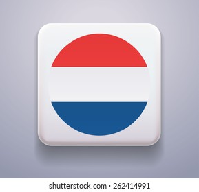 in the form of a button. Image. Vector. Icon. Flag of Netherlands