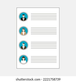 Form with candidate avatars and lines for voting notes. Four depersonalized avatars of candidates on left. Rows for entries on right. Lists of candidates for any elected office or political party.